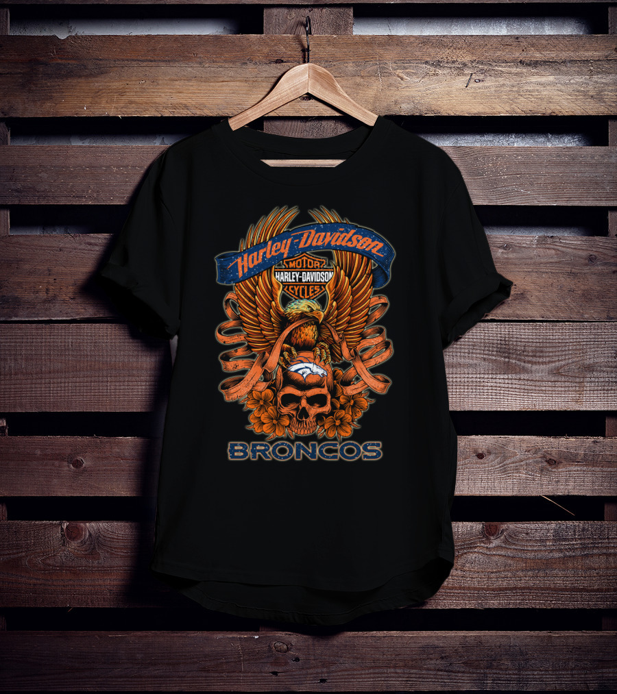 Harley Davidson Motor Cycles Denver Broncos T-Shirt
