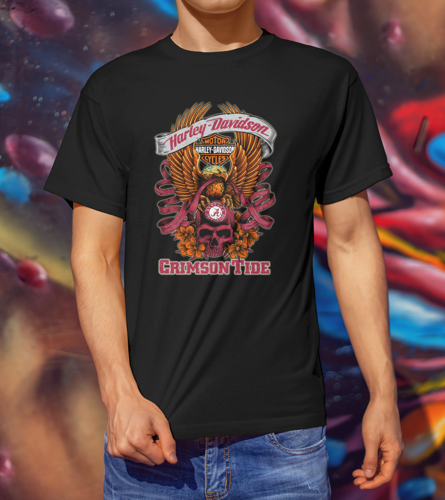 Harley Davidson Motor Cycles Alabama Crimson Tide T-Shirt