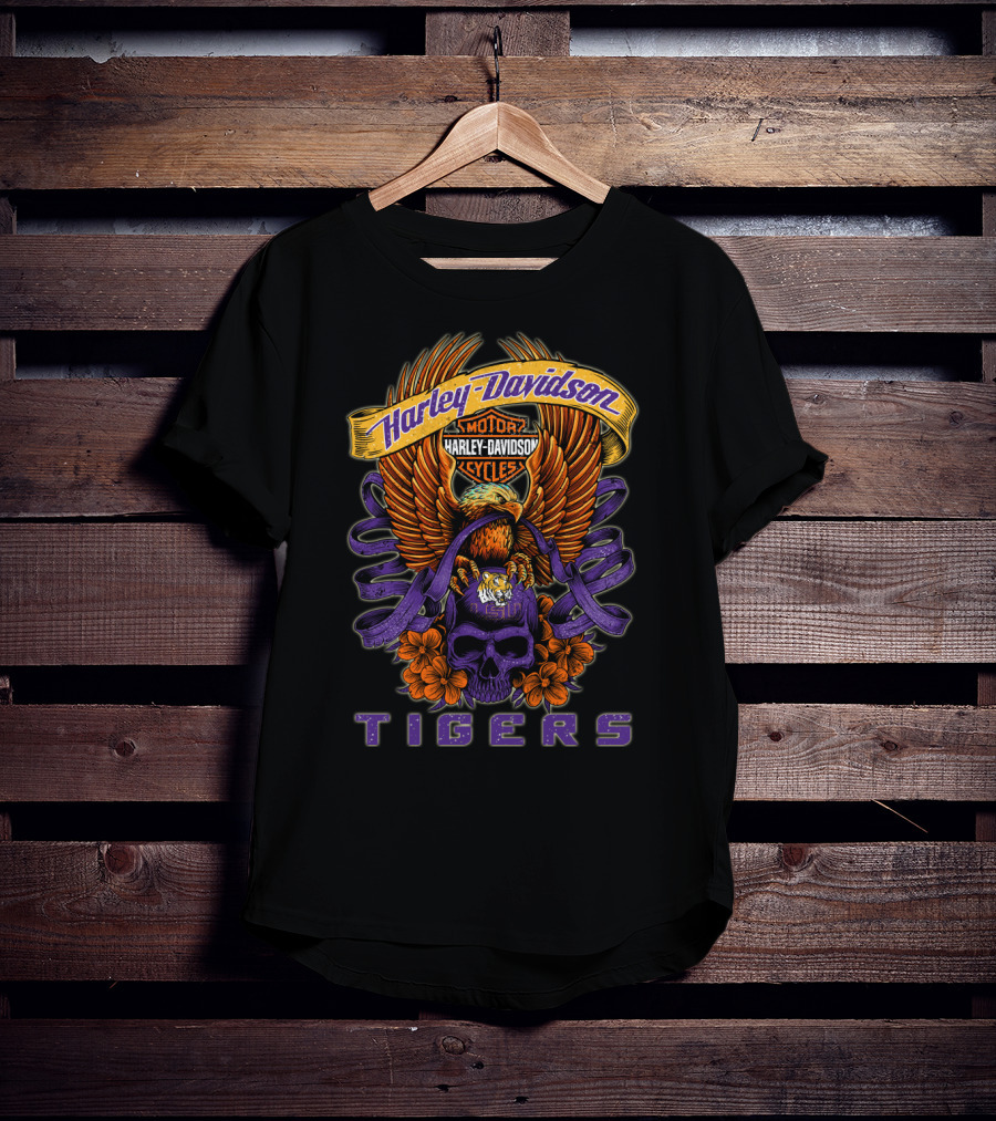 Harley Davidson Motor Cycles Lsu Tigers T-Shirt