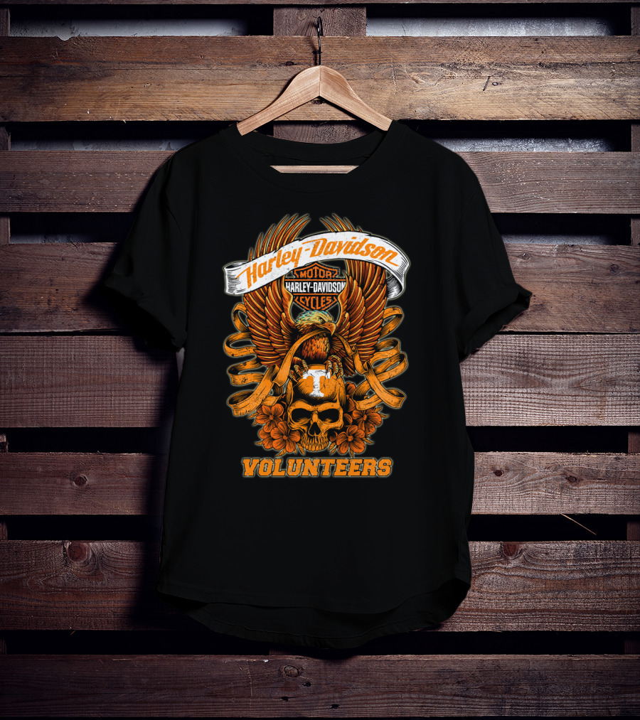 Harley Davidson Tennessee Volunteers Skull And Eagle T-Shirt