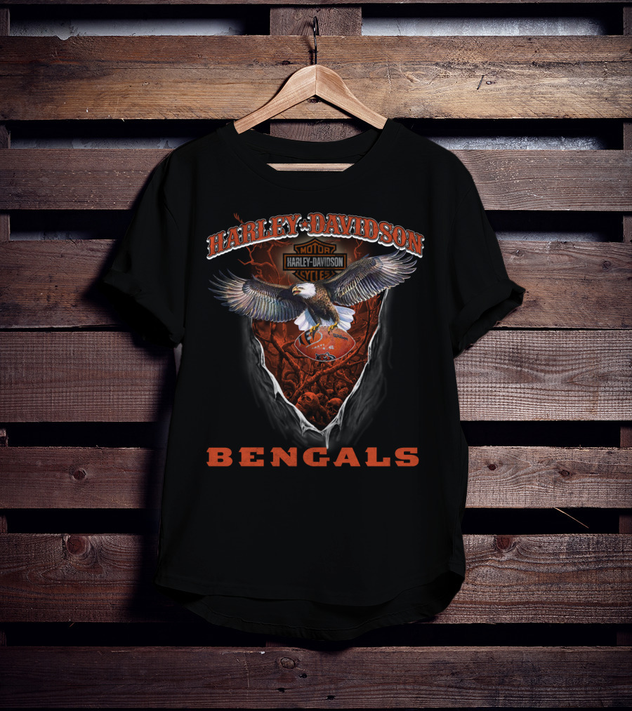 Harley Davidson Motor Cycle Bengals T-Shirt