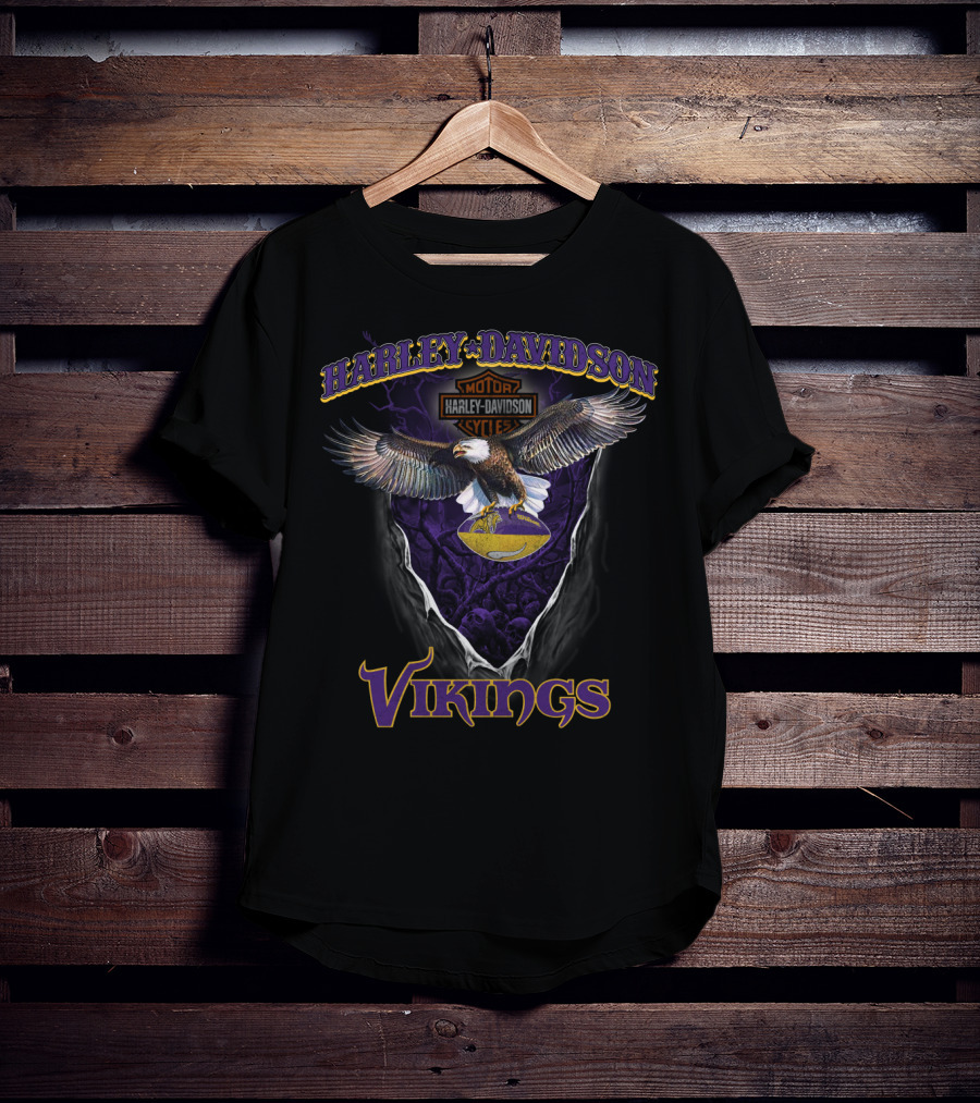 Harley Davidson Vikings Minnesota Vikings Nfl Eagle T-Shirt