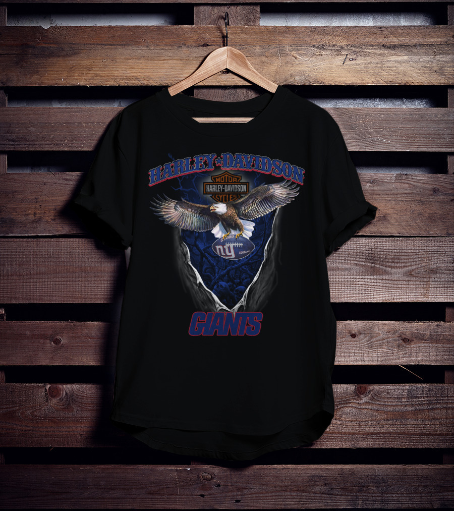 Harley Davidson Motor Cycles Giants Ny Football T-Shirt