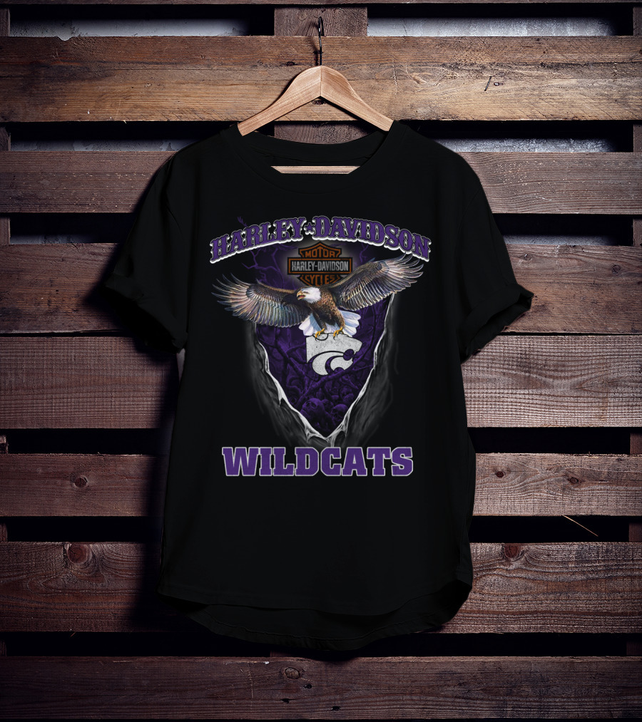 Harley Davidson Motor Cycles Kansas State Wildcats Eagle T-Shirt