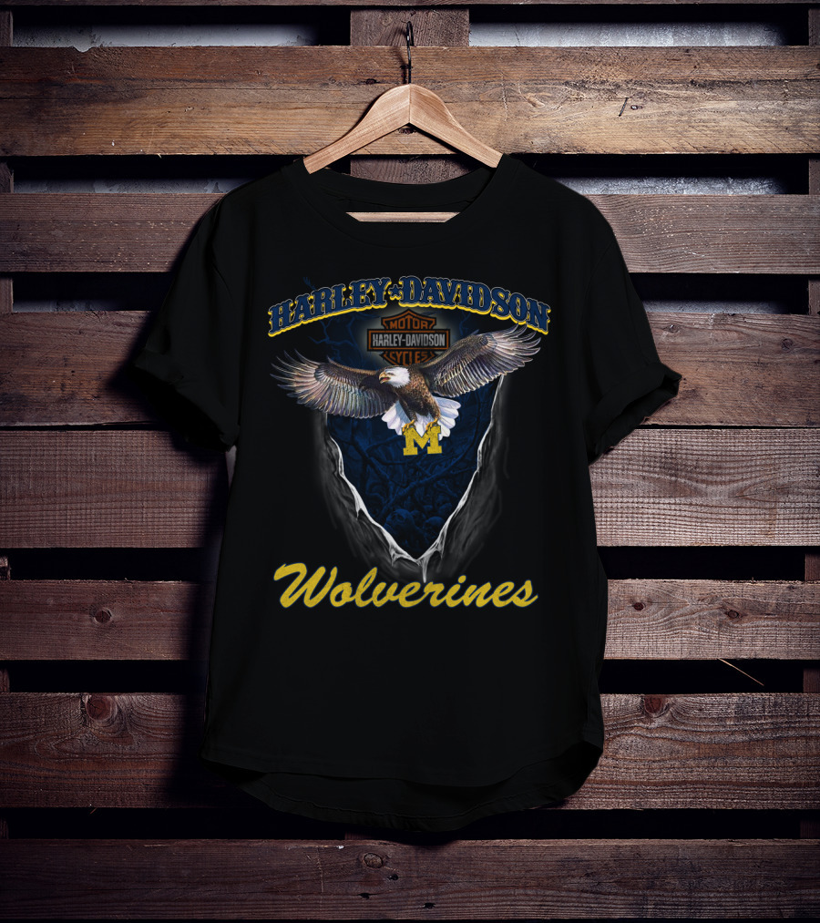 Harley Davidson Motor Cycles Wolverines Michigan T-Shirt