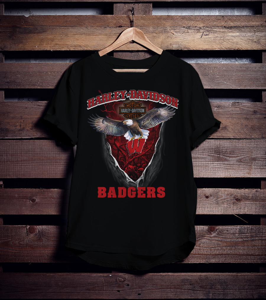 Harley Davidson Motor Cycles Badgers Wisconsin T-Shirt