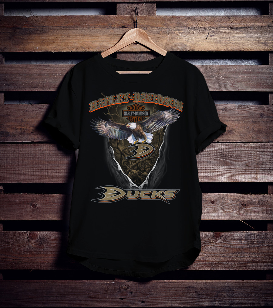 Harley Davidson Anaheim Ducks Nhl Motorcycles Logo Eagle T-Shirt