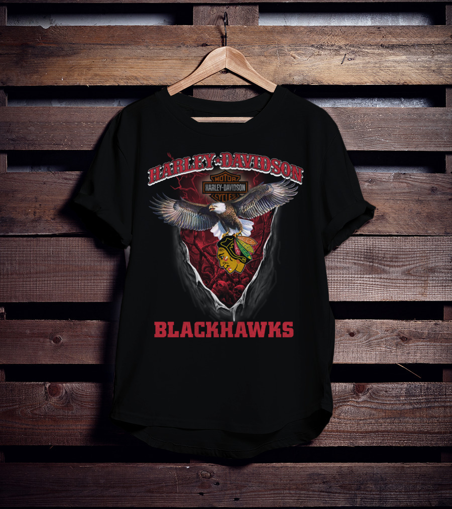 Harley Davidson Motorcycles Eagle Blackhawks T-Shirt