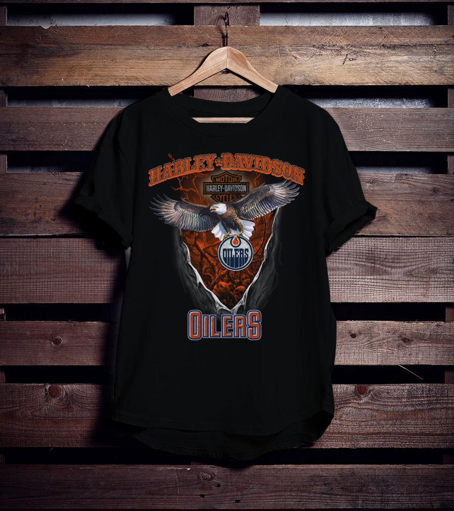 Harley Davidson Motor Cycle Oilers Nhl Edmonton T-Shirt