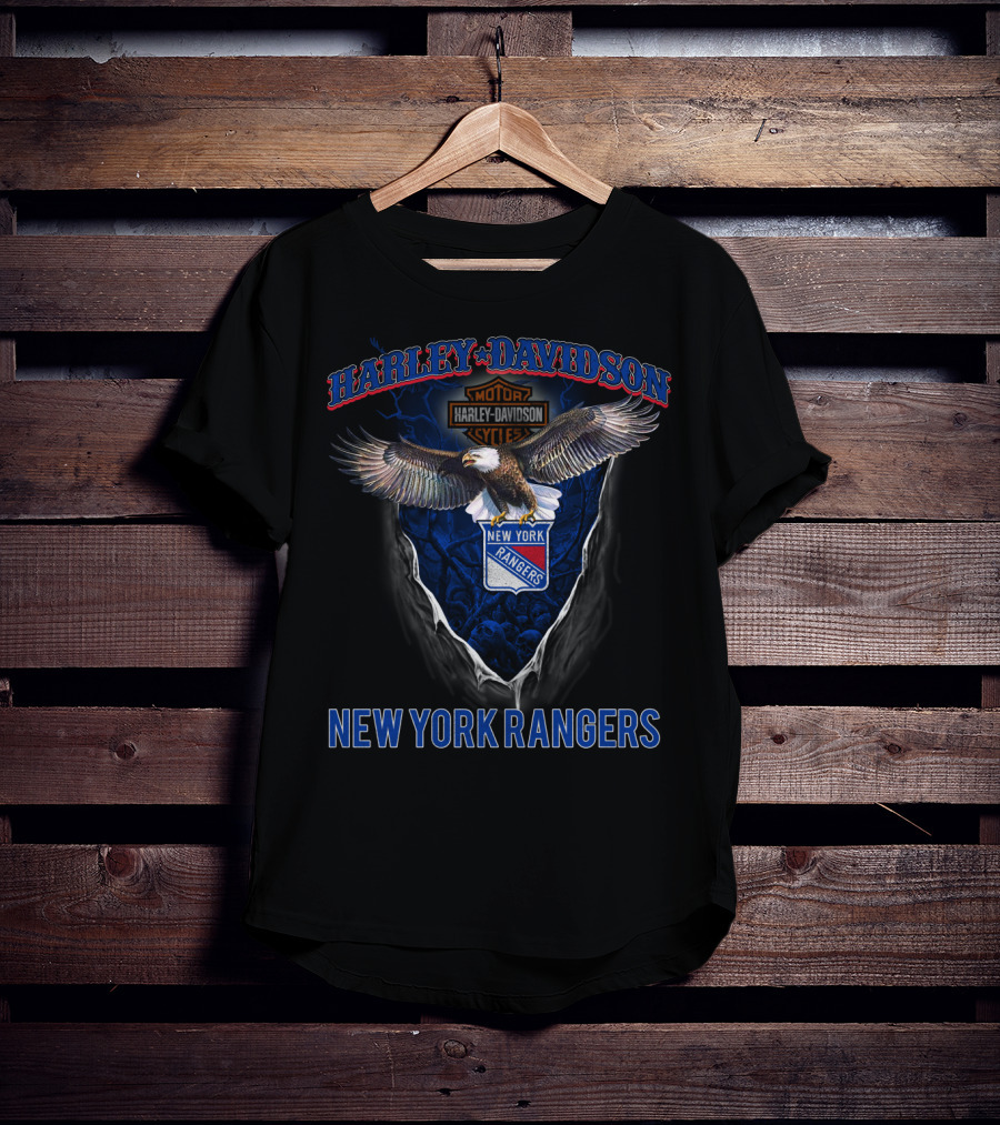 Harley Davidson Motorcycles New York Rangers Eagle T-Shirt