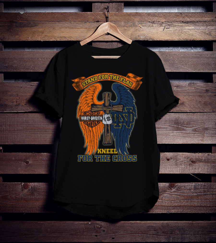 Stand For The Flag Harley Davidson Notre Dame Kneel For The Cross T-Shirt