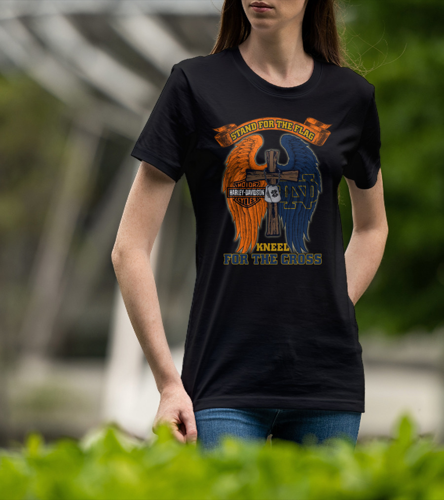 Stand For The Flag Harley Davidson Notre Dame Kneel For The Cross T-Shirt