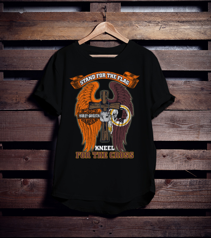 Stand For The Flag Kneel For The Cross Harley Davidson Washington Redskins T-Shirt