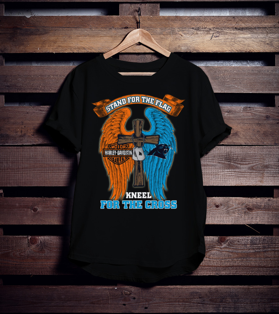 Stand For The Flag Kneel For The Cross Harley Davidson Carolina Panthers T-Shirt