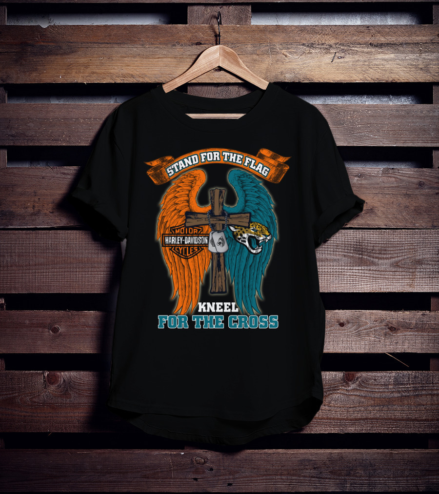 Stand For The Flag Kneel For The Cross Harley Davidson Motorcycles Jacksonville Jaguars T-Shirt