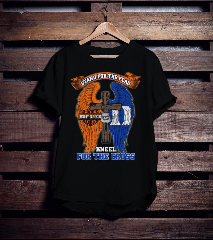 Stand For The Flag Kneel For The Cross Harley Davidson Duke Blue Devils T-Shirt