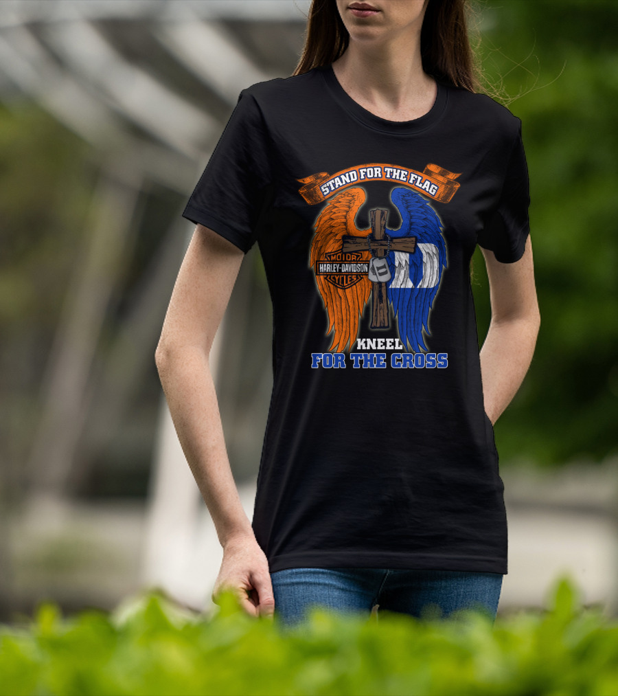 Stand For The Flag Kneel For The Cross Harley Davidson Duke Blue Devils T-Shirt