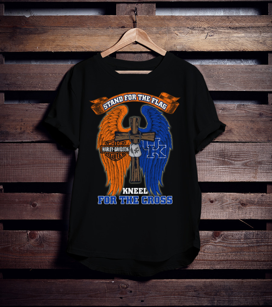 Stand For The Flag Kneel For The Cross Harley Davidson Kentucky Wildcats T-Shirt