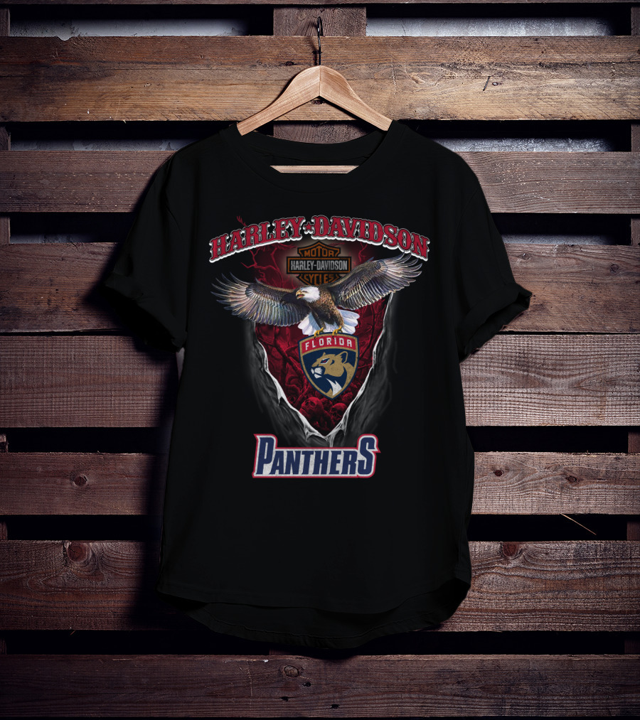 Harley Davidson Florida Panthers Nhl Motorcycle Emblem Eagle T-Shirt