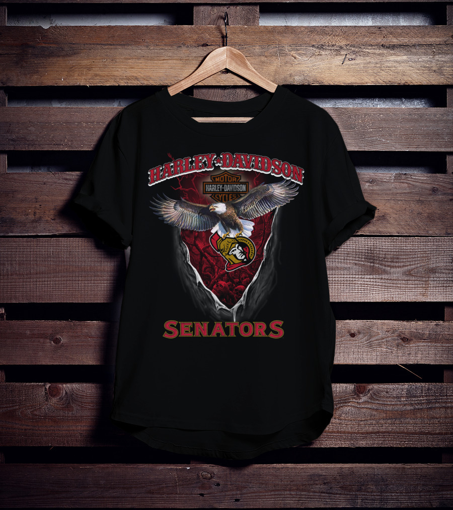 Harley Davidson Motorcycle Eagle Ottawa Senators T-Shirt