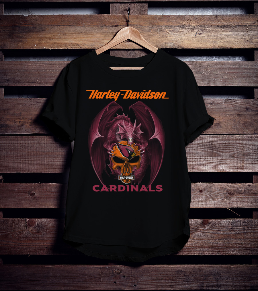 Harley Davidson Arizona Cardinals Dragon Rojo Y Negro Nfl T-Shirt