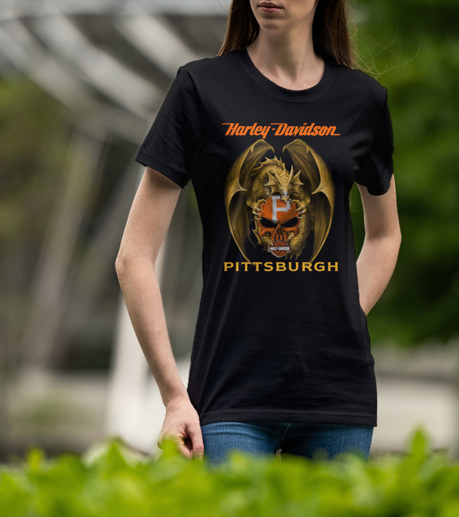 Harley Davidson Pittsburgh Dragon Motor Cycles T-Shirt