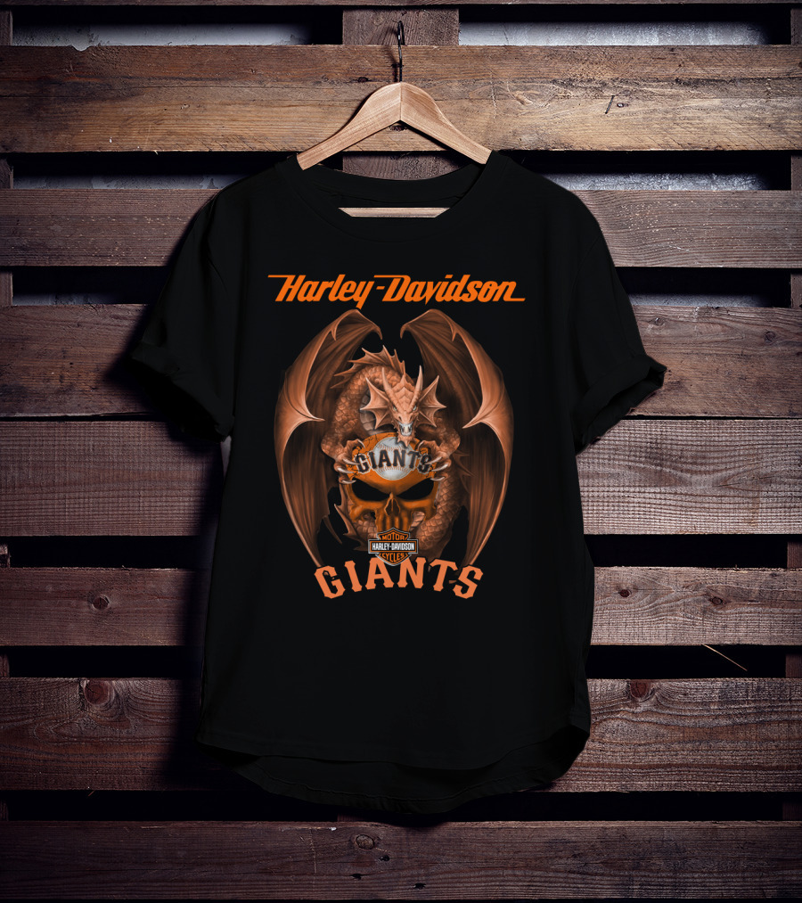 Harley Davidson San Francisco Giants Dragon Motor Cycles T-Shirt