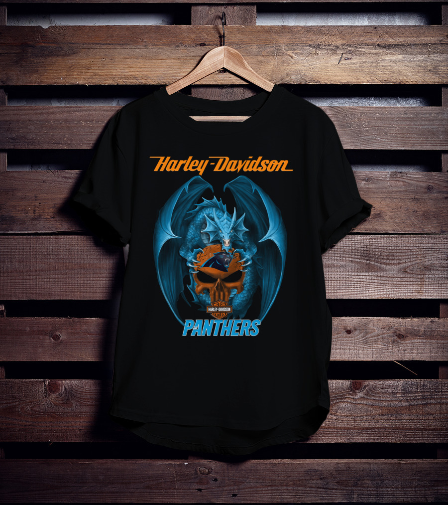 Harley Davidson Motor Cycles Carolina Panthers Dragon T-Shirt