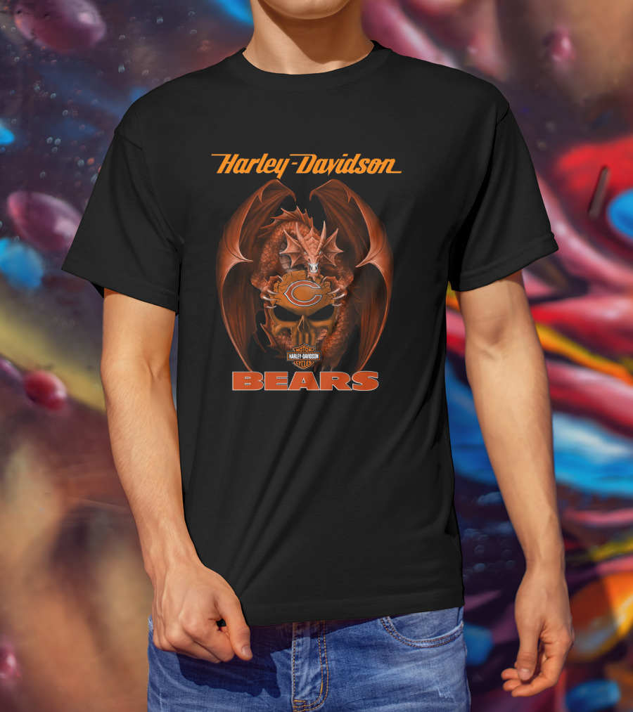Harley Davidson Chicago Bears Dragon T-Shirt