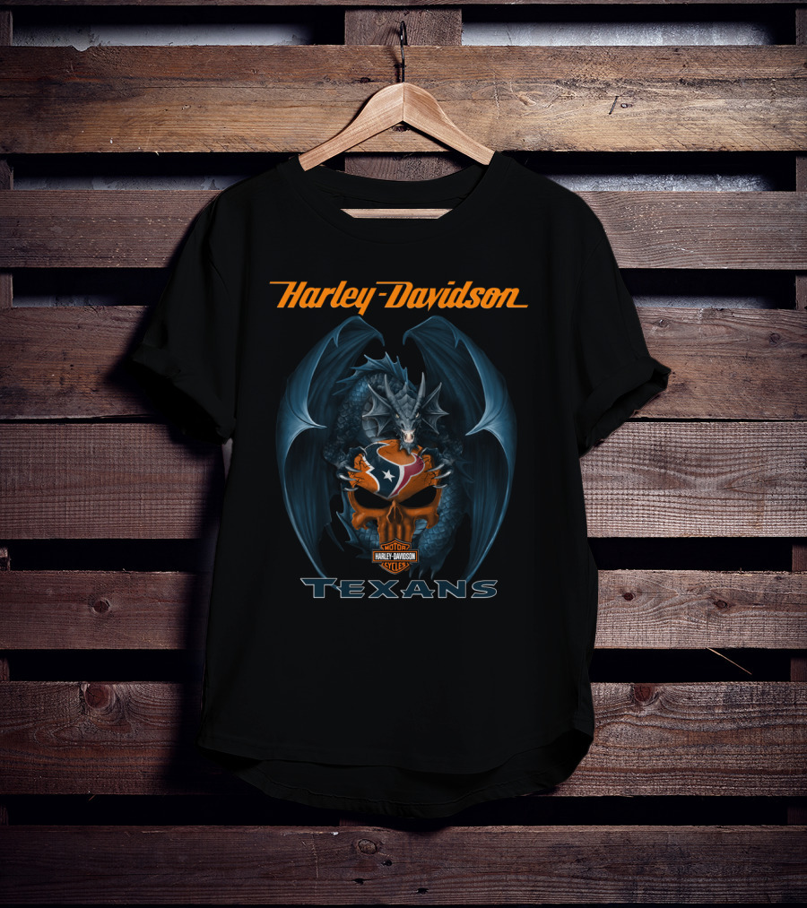 Harley Davidson Motor Cycles Houston Texans Dragon T-Shirt