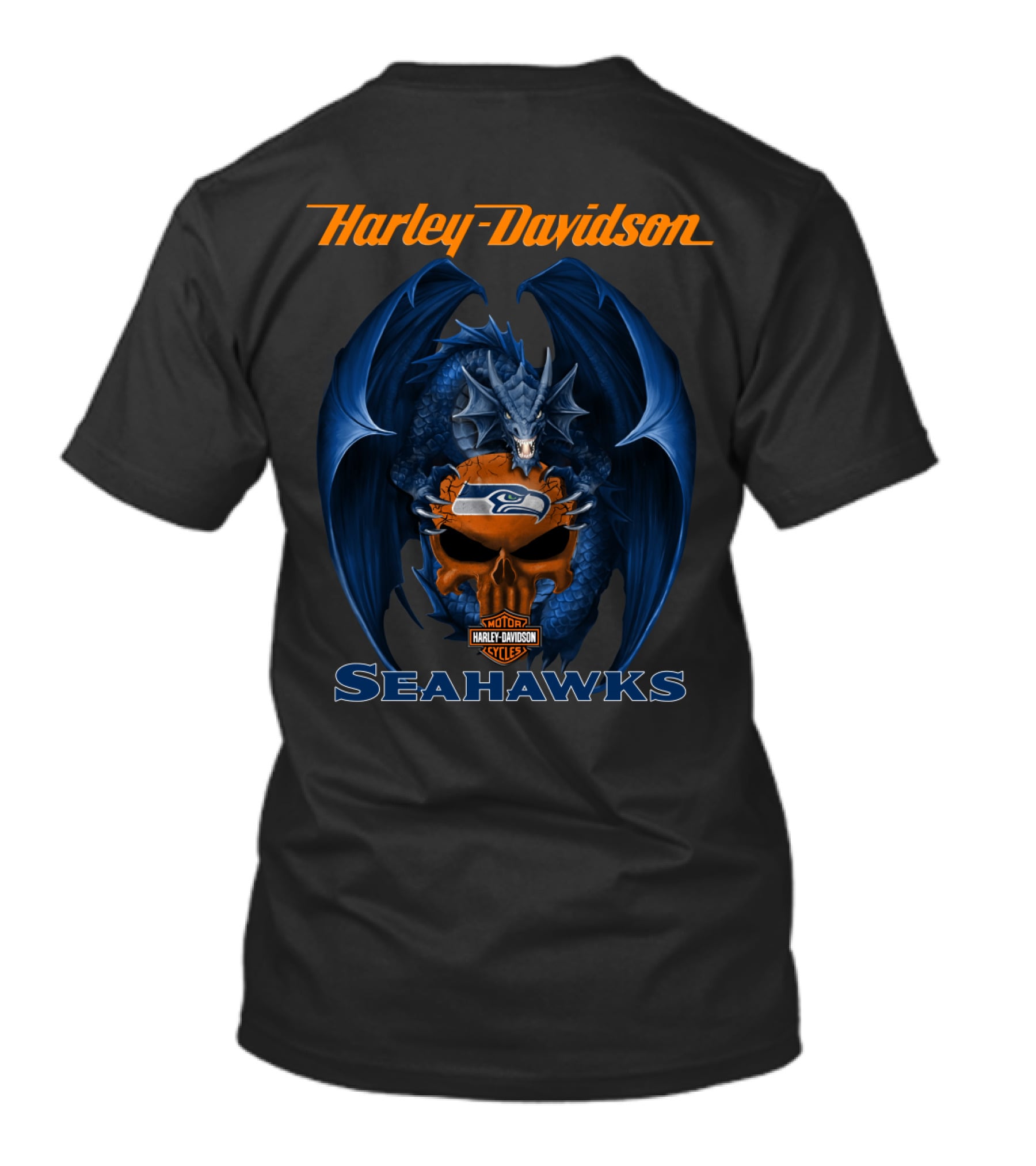 Harley Davidson Motor Cycles Seattle Seahawks Dragon T-Shirt