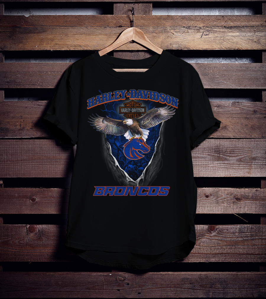 Harley Davidson Motorcycles Eagle Boise State Broncos T-Shirt