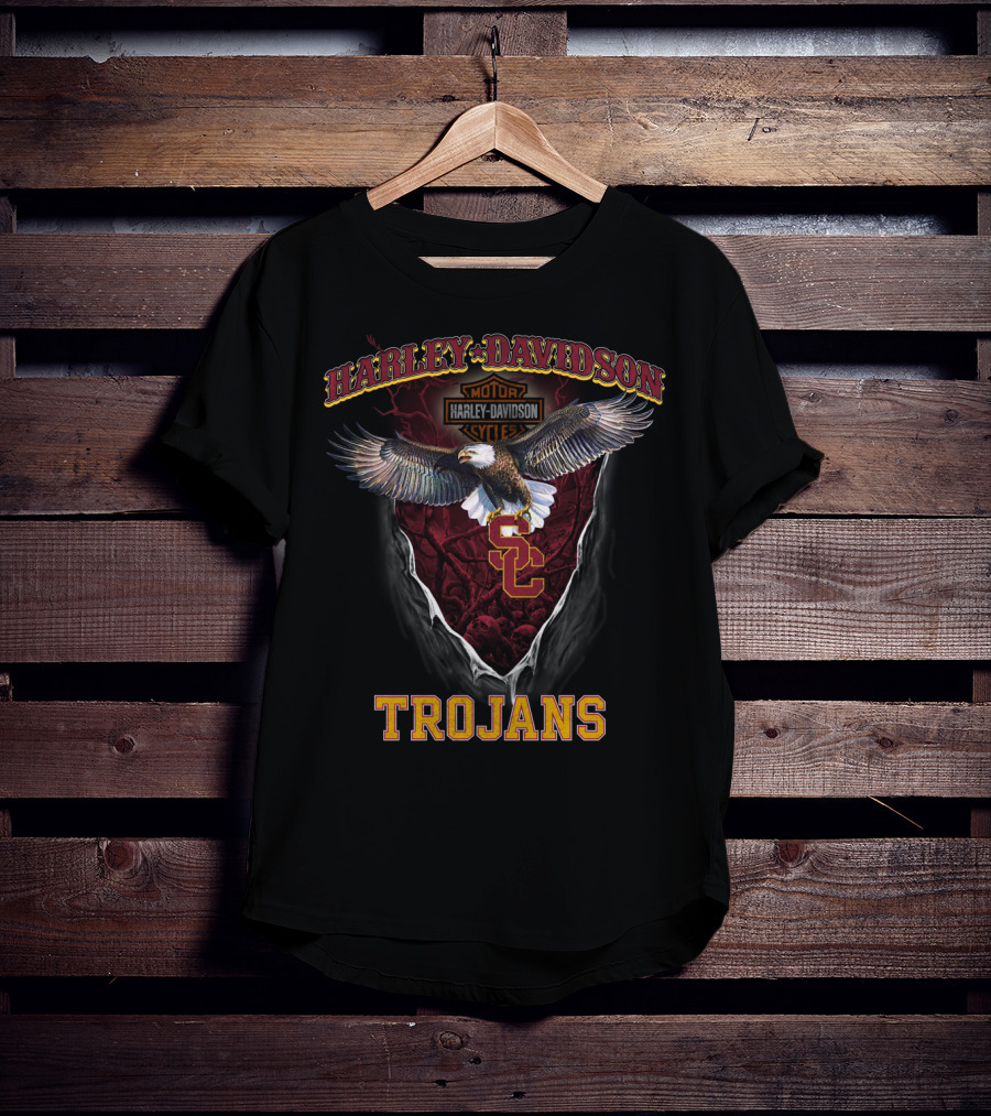Harley Davidson Usc Trojans Motor Cycles Eagle T-Shirt