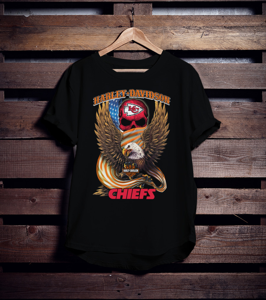 Harley Davidson Kansas City Chiefs Eagle And Skull T-Shirt