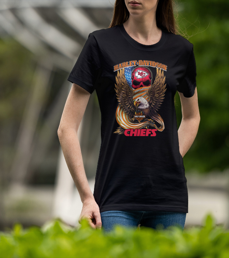 Harley Davidson Kansas City Chiefs Eagle And Skull T-Shirt