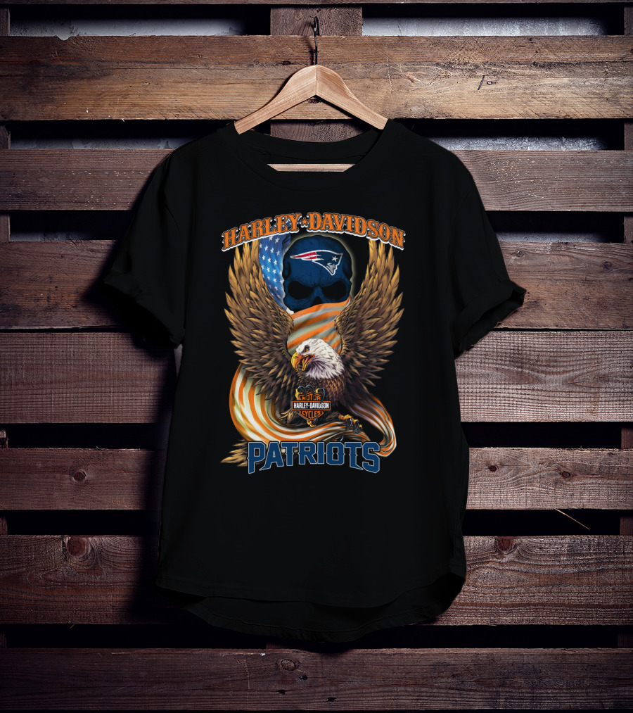 Harley Davidson Cycles New England Patriots American Eagle T-Shirt