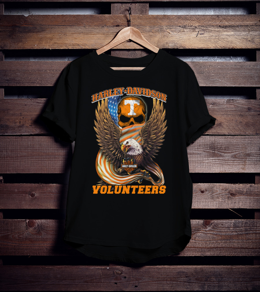 Harley Davidson Tennessee Volunteers Eagle Skull Flag T-Shirt