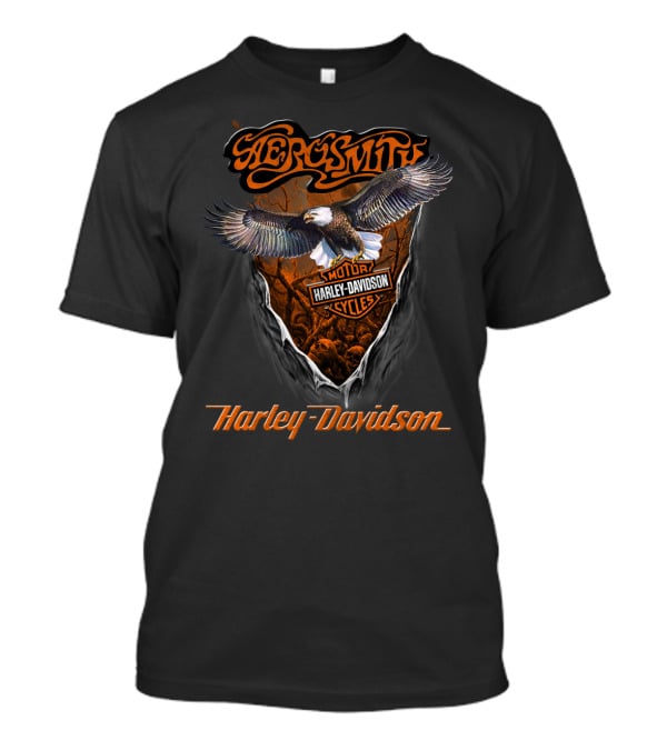 Aerosmith Harley Davidson Motorcycles Eagle Motif T-Shirt