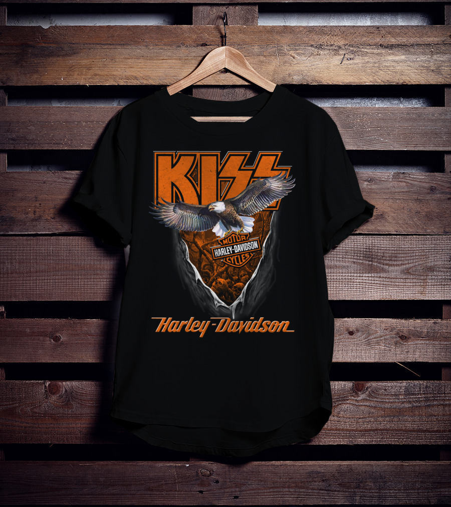 Kiss Harley Davidson Motorcycles Bald Eagle T-Shirt