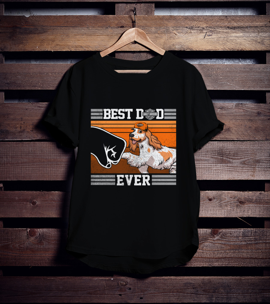 Best Dad Ever Motor Harley English Cocker Spaniel Cycles T-Shirt