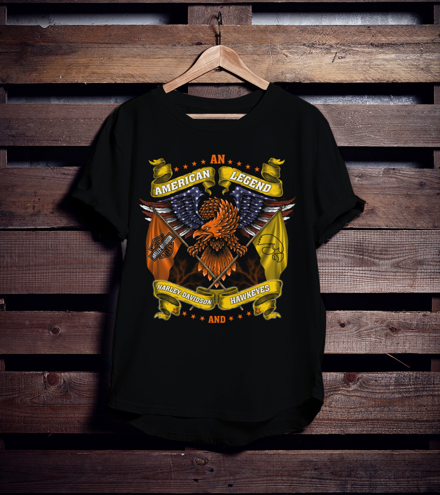 An American Legend Harley Davidson And Iowa Hawkeyes T-Shirt