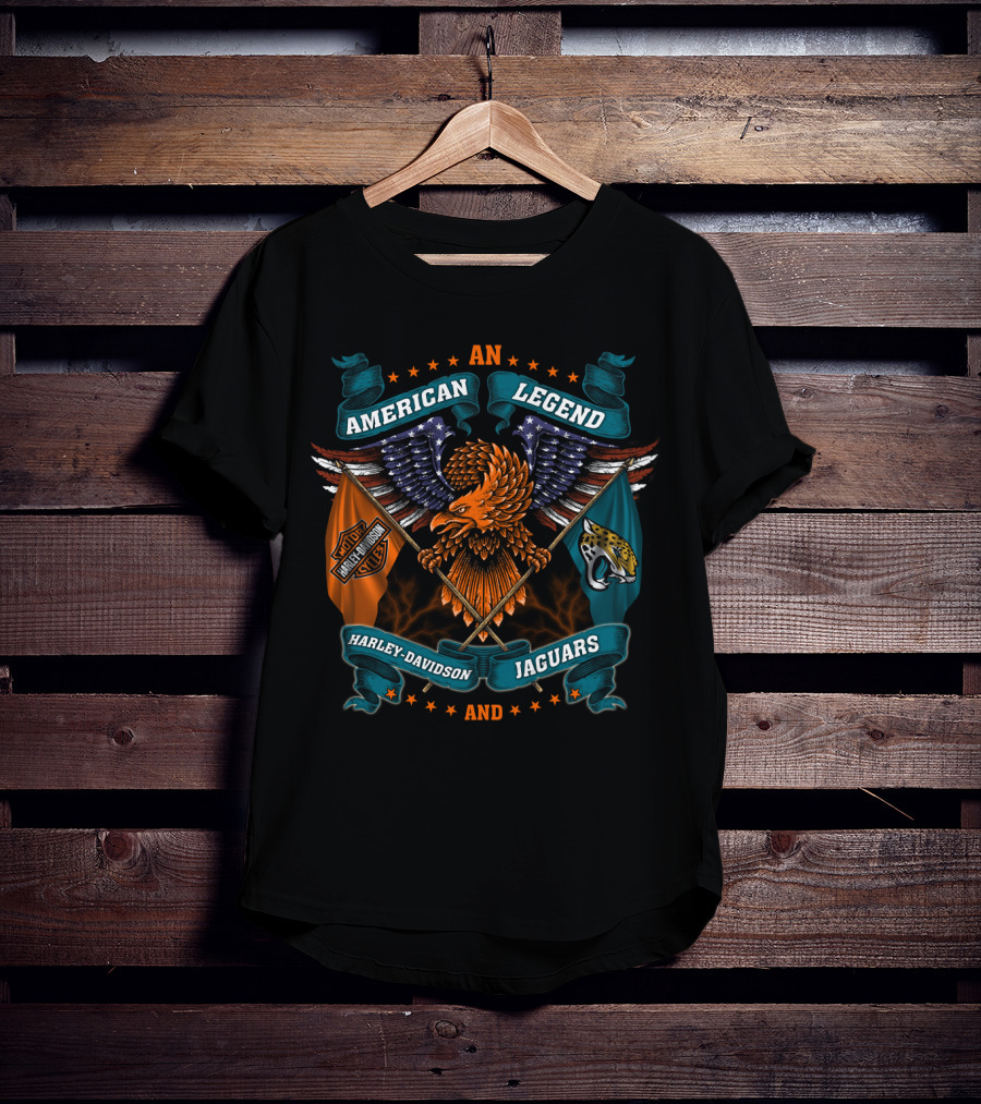 An American Legend Harley Davidson And Jaguars T-Shirt