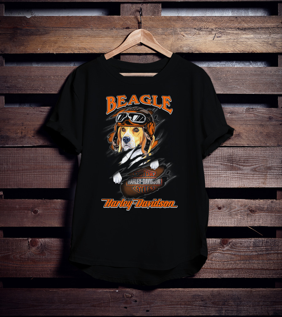 Beagle Harley Davidson Motorcycles Cycles T-Shirt