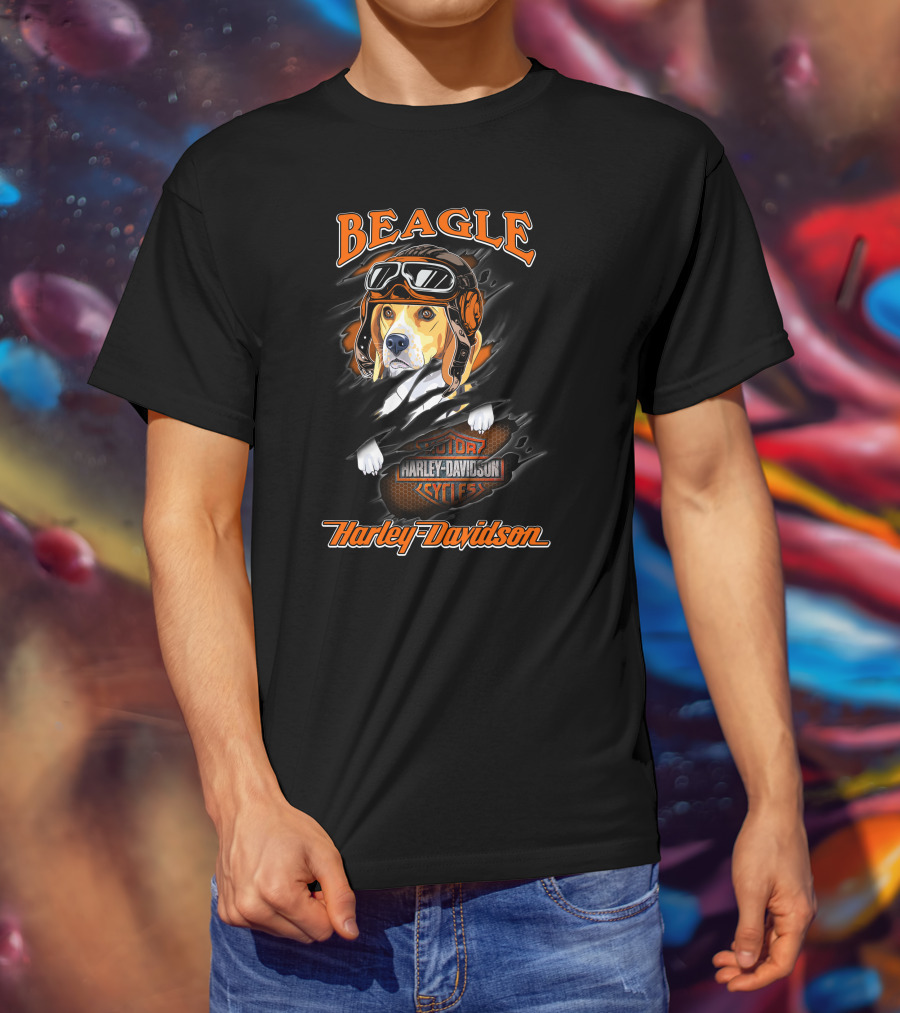 Beagle Harley Davidson Motorcycles Cycles T-Shirt