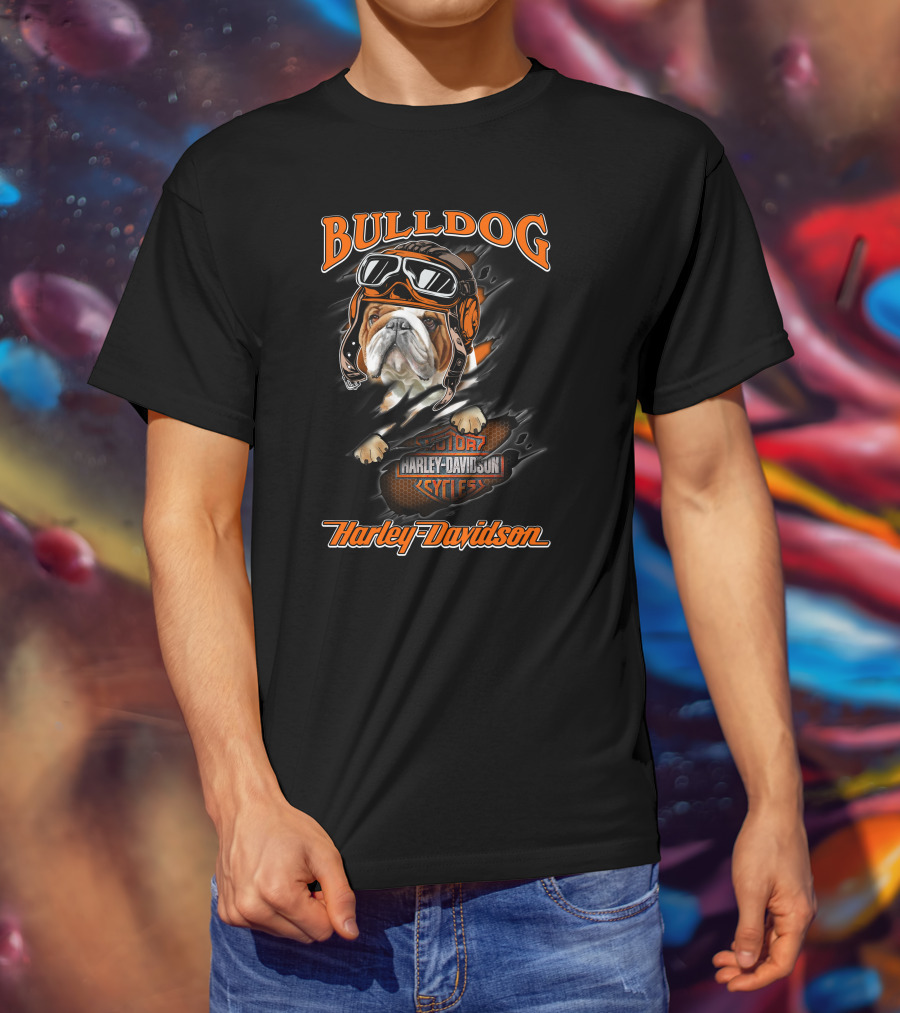Bulldog Harley Davidson Motorcycles Rider T-Shirt