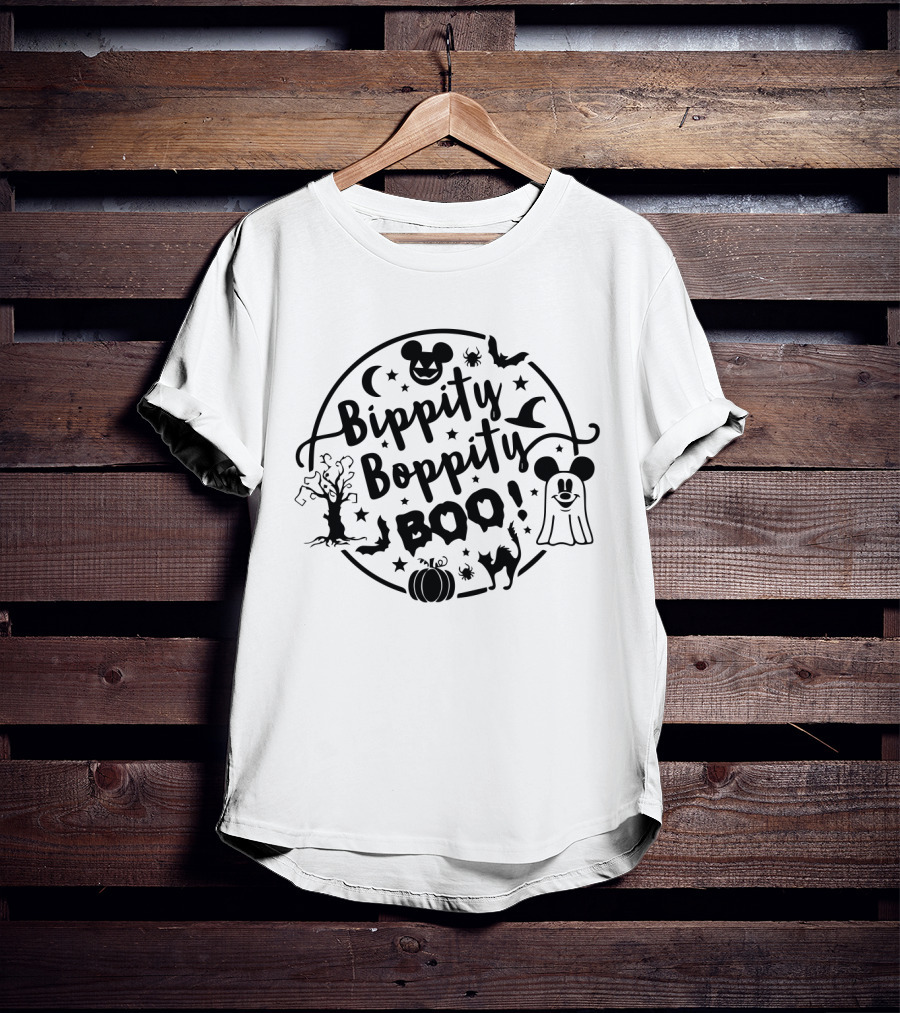 Bippity Boppity Boo Halloween Mickey Ghost Pumpkin And Bat Magic T-Shirt