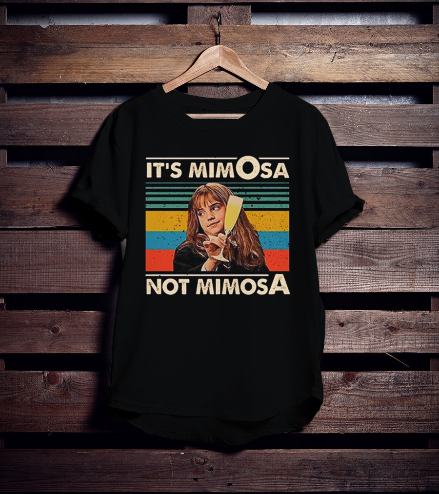 IT'S MIMOSA NOT MIMOSA Retro Stripes Girl Holding Glass T-Shirt