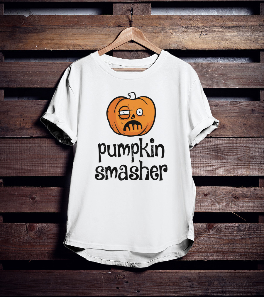 Pumpkin Smasher Funny Jack-O'-Lantern Face T-Shirt