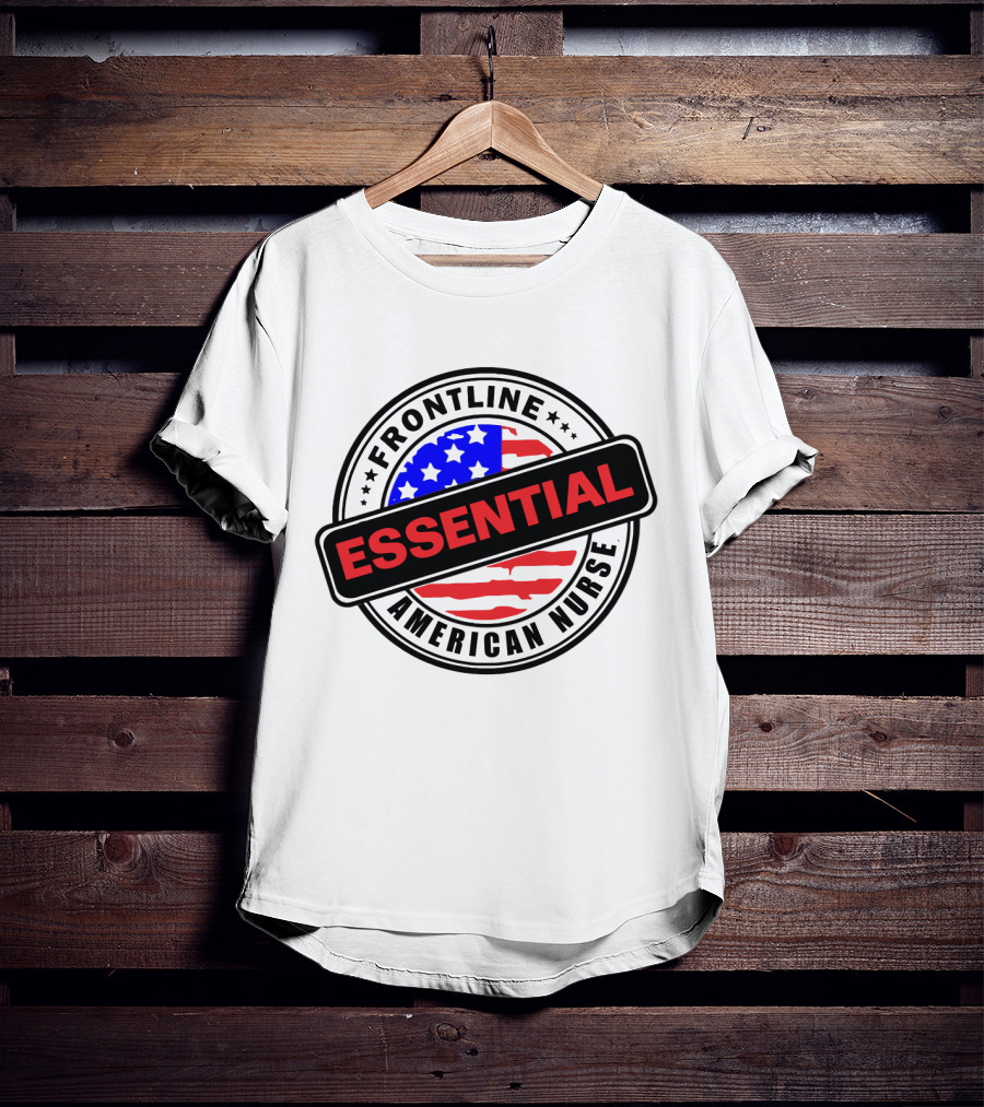 Frontline Essential American Nurse Hero USA Flag T-Shirt