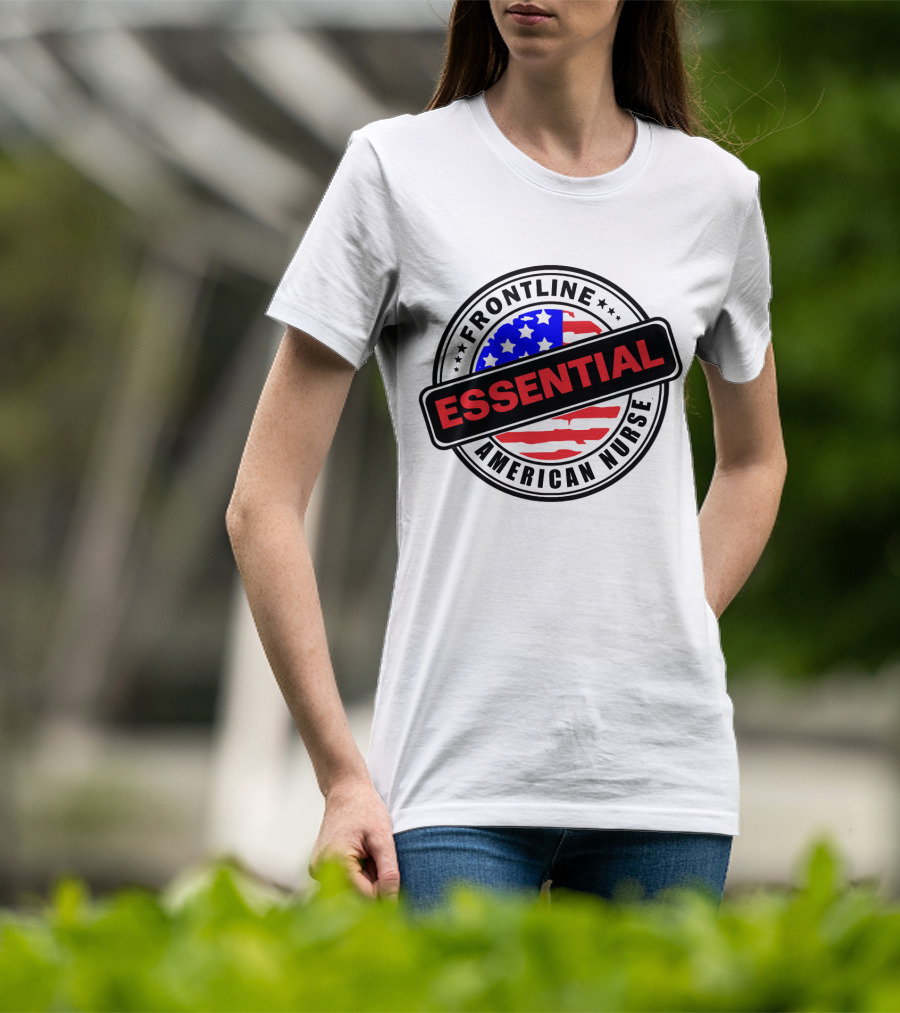 Frontline Essential American Nurse Hero USA Flag T-Shirt